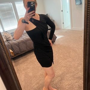 Asymmetrical sleeve BCBG little black dress